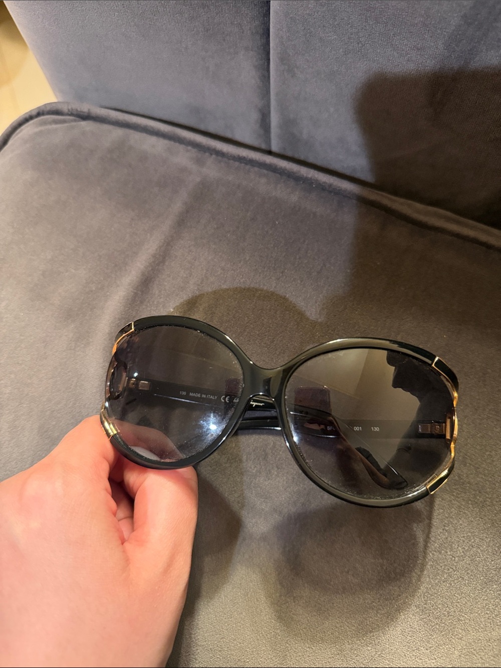 Salvatore Ferragamo Black Oversized Round Women's Sunglasses